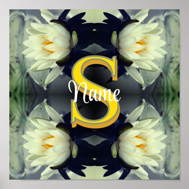 Anpassad monogram med din initiala namn Lotusblomm Poster (Framsidan)
