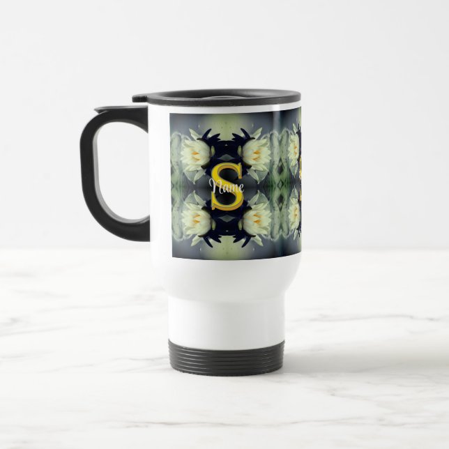 Anpassad monogram med din initiala namn Lotusblomm Resemugg (Vänster)