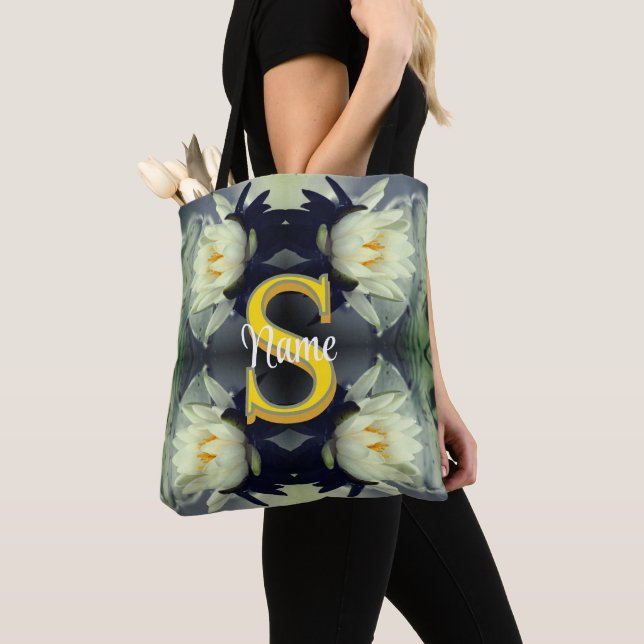 Anpassad monogram med din initiala namn Lotusblomm Tygkasse (Närbild)
