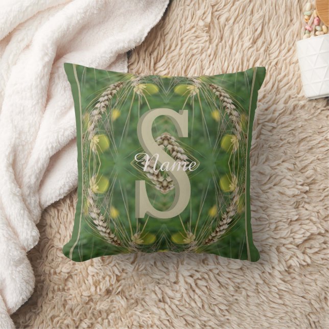 Anpassad monogram med din initiala namn natur kons kudde (Filt)