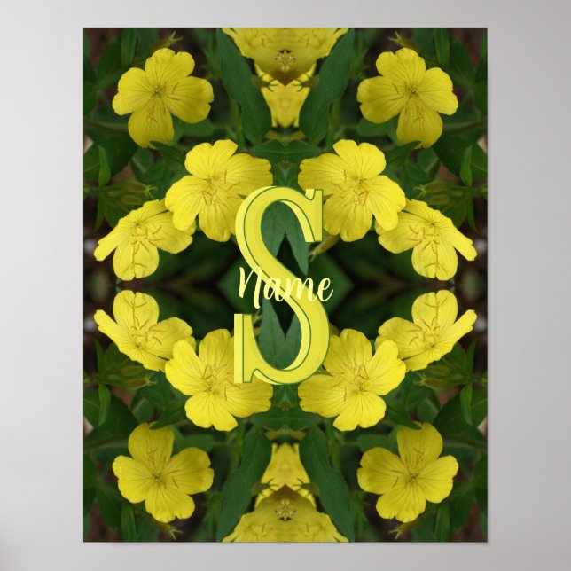 Anpassad monogram med din initiala namn pelargoniu poster (Framsidan)