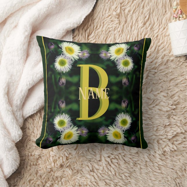 Anpassad monogram med din initiala namn Prästkrage Kudde (Filt)