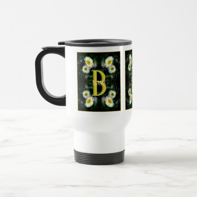 Anpassad monogram med din initiala namn prydnad på resemugg (Vänster)