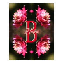 Anpassad monogram med din initiala namn röda blomm
