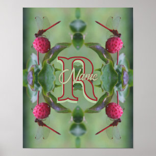 Anpassad monogram med din initiala namn Trollsländ Poster