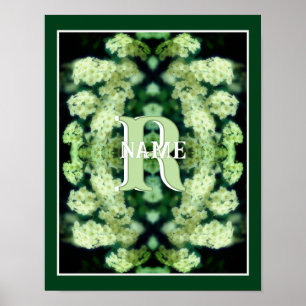 Anpassad monogram med din initiala namn vilda roso poster