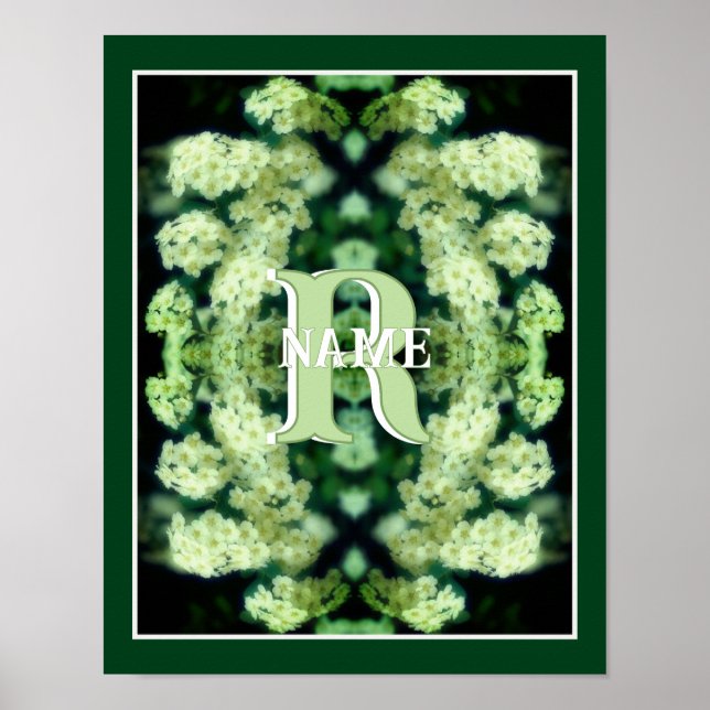 Anpassad monogram med din initiala namn vilda roso poster (Framsidan)