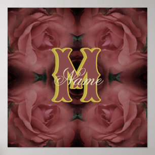 Anpassad monogram med din initiala namn vintage ro poster