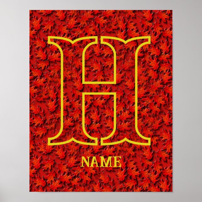Anpassad monogram med din initiala och namn på ekb poster (Framsidan)