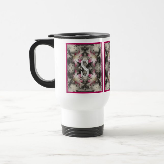 Anpassad monogram med dina initialer och namn på l resemugg (Vänster)