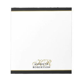 Anpassad monogram minimalistisk svart guld snygg h anteckningsblock