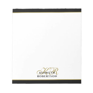 Anpassad monogram minimalistisk svart guld stilful anteckningsblock