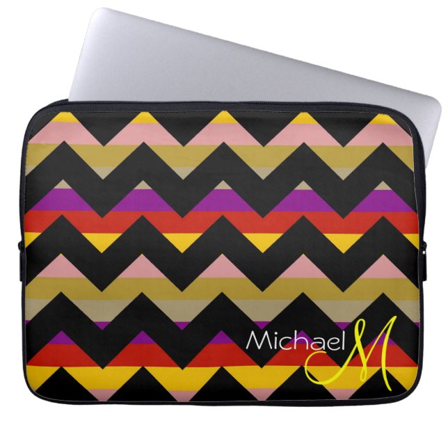 Anpassad monogram modern chevron sicksack 8 laptop fodral (Framsidan)