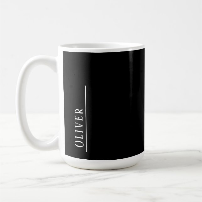 Anpassad monogram, modern svart och vit kaffemugg (Vänster)