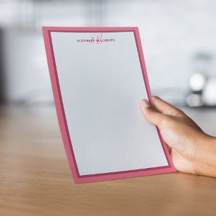 Anpassad Monogram Namn Initialer Magenta Rosé Kant Brevpapper