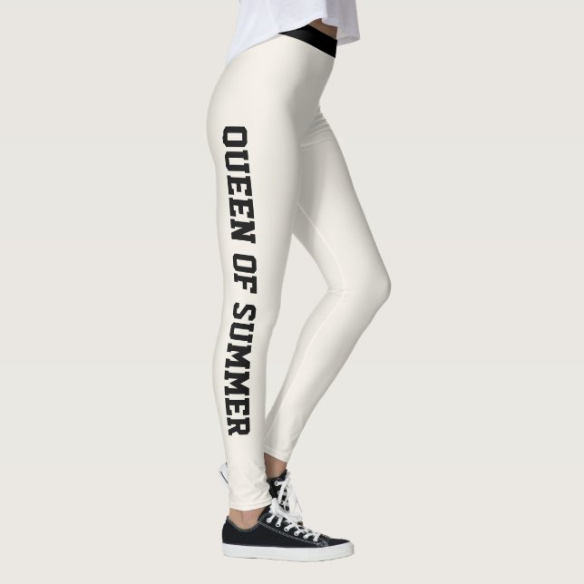 Anpassad Monogram Namn Klassisk Solid Elfenben Söt Leggings (Höger)