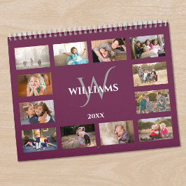 Anpassad Monogram Namn Magenta Lila Foto Kalender