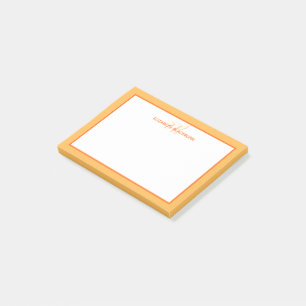 Anpassad Monogram Namn Minimalist Söt Orange Post-it Block