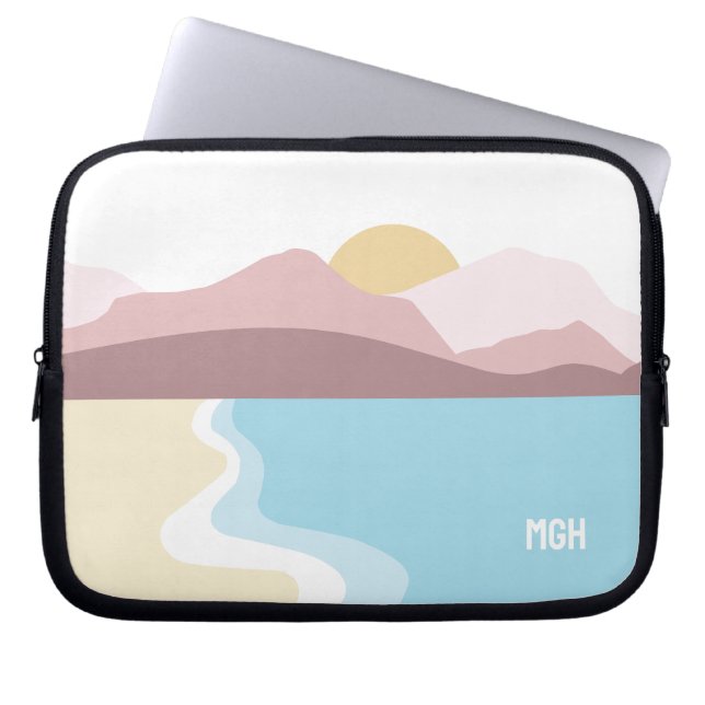 Anpassad monogram naturillustration laptop fodral (Framsidan)