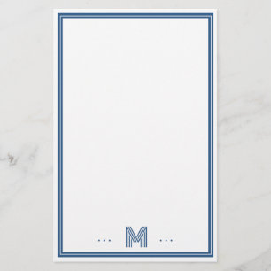 Anpassad Monogram Navyblå Kant Brevpapper