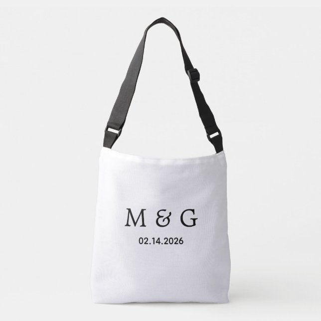 Anpassad monogram och datum personlig axelväska (Framsida)