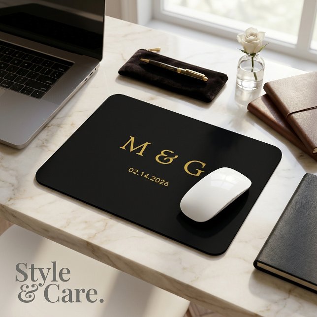 Anpassad monogram och datum Personlig stilfull Musmatta (Custom Monogram and Date Personalized Stylish Mouse Pad)