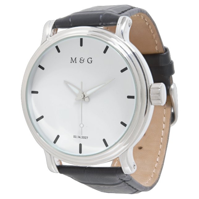 Anpassad monogram och datum symbol för kärlek armbandsur (Vinklad)