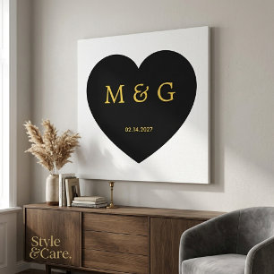 Anpassad monogram och datum symbol för kärlek canvastryck