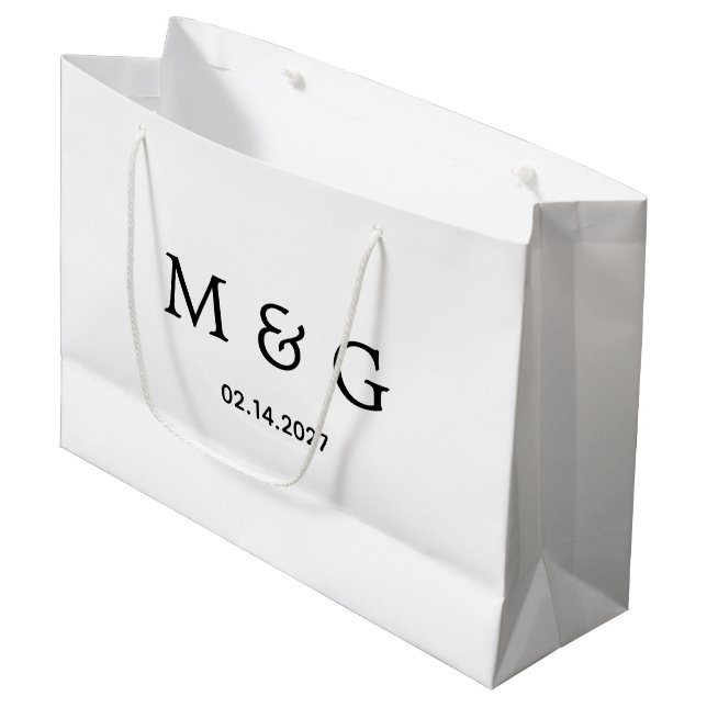 Anpassad monogram och datum symbol för kärlek Vit (Framsidan Vinklad)