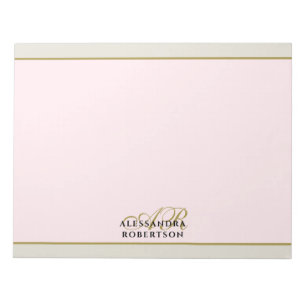 Anpassad monogram Pastellrosa Guld Beige Sand Chic Anteckningsblock