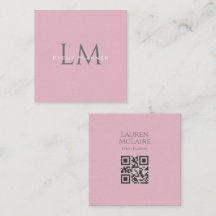 Anpassad monogram QR visitkort Rosa Taupe