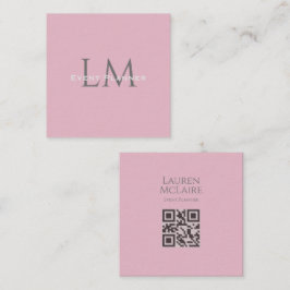 Anpassad monogram QR visitkort Rosa Taupe