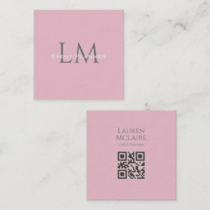 Anpassad monogram QR visitkort Rosa Taupe