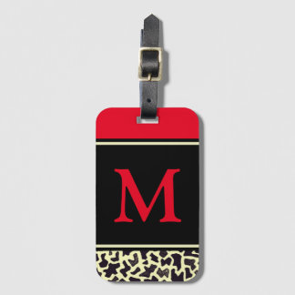 Anpassad monogram Red Leopard Luggage Tag Bagagebricka