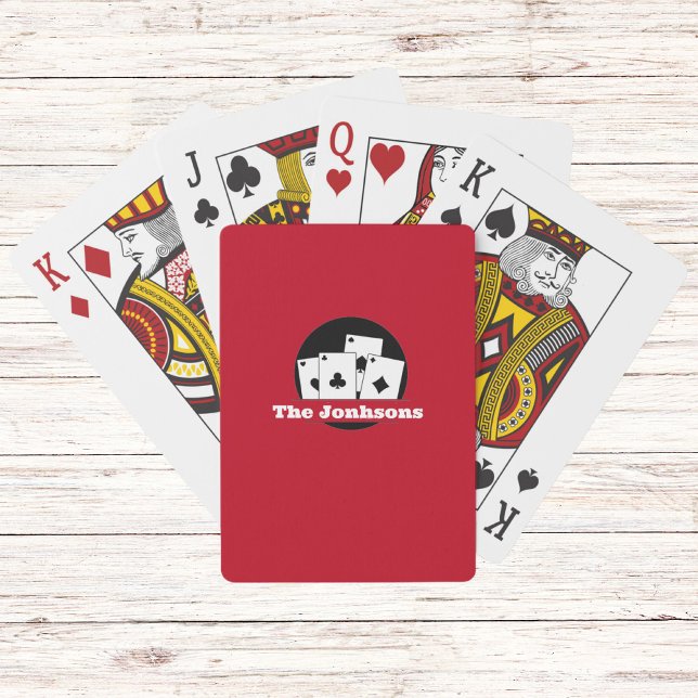 Anpassad monogram röd spelkortlek casinokort (Skapare uppladdad)