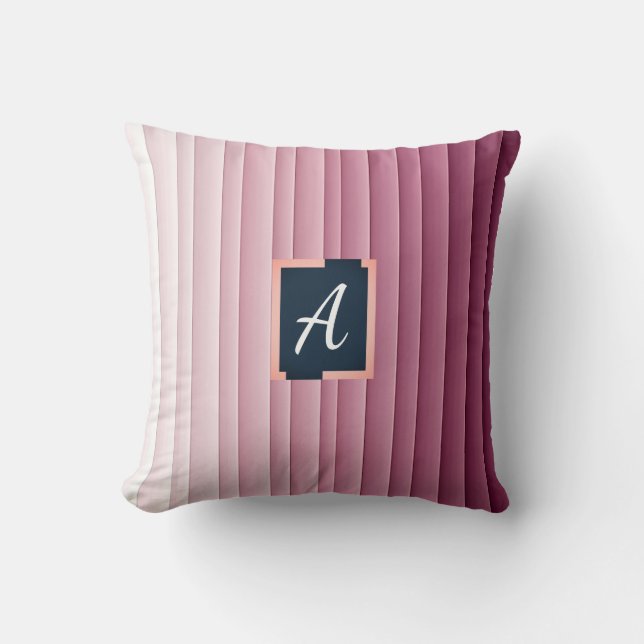 Anpassad monogram rosa gradient vertikal kastkudde kudde (Framsida)