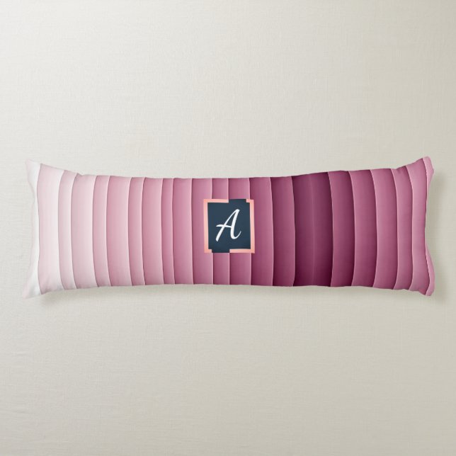Anpassad monogram rosa gradient vertikal kropps ku kroppskudde (Framsidan)