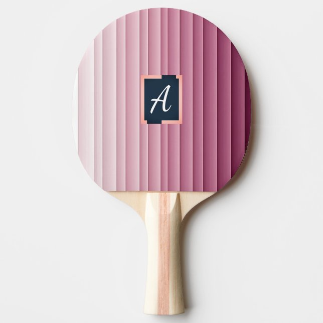 Anpassad monogram rosa gradient vertikal  pingisracket (Framsidan)