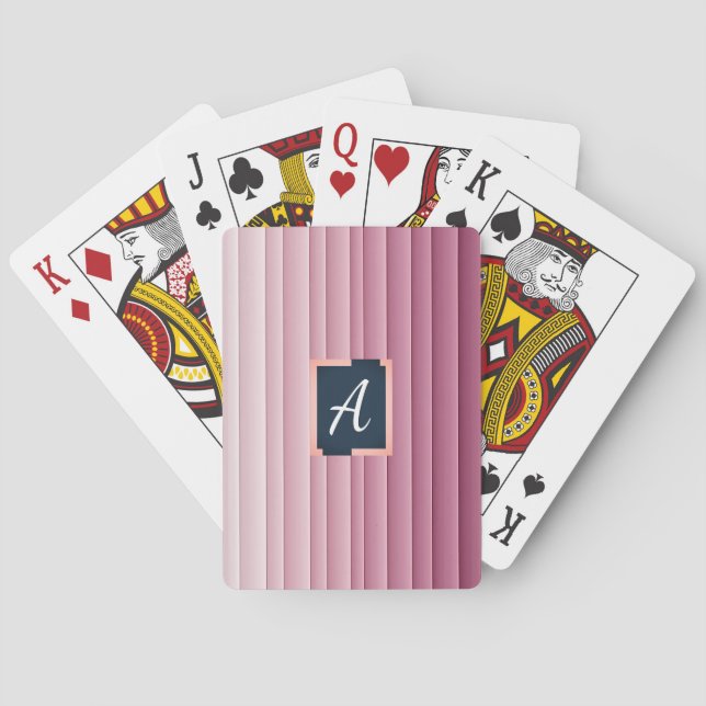 Anpassad Monogram Rosa Gradient Vertikala Pokerkor Casinokort (Baksidan)