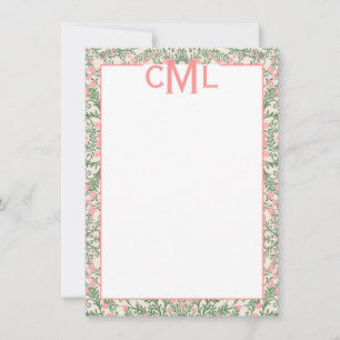 Anpassad monogram rosa & grön blomster chinoiserie inbjudningar