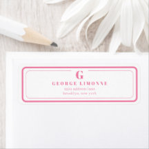 Anpassad monogram rosa kant adressetikett