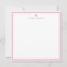 Anpassad monogram rosa kant brevpapper 