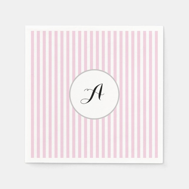 Anpassad monogram rosa randig Parisan Pappersservett (Framsidan)