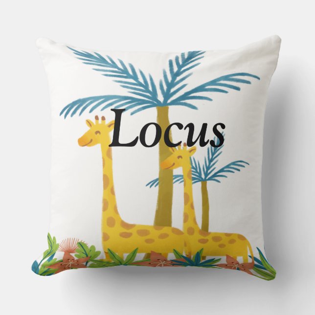 Anpassad monogram safari skogs djur barnkammare kudde (Framsida)