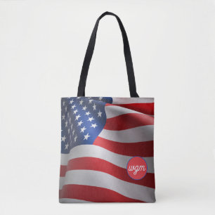 Anpassad Monogram Shopping Tote från USA FLAGGA Tygkasse