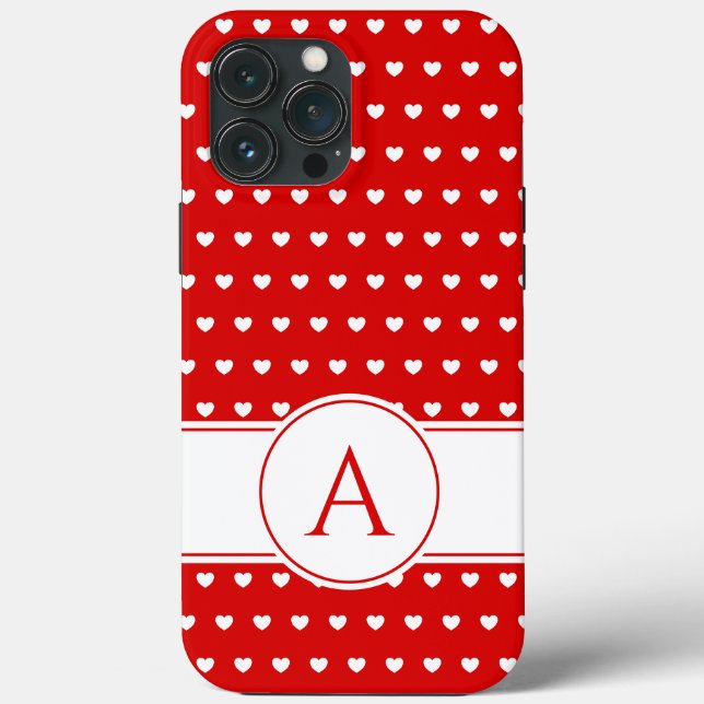 Anpassad monogram-slagande röd och vit iPhone-fodr (Baksida)
