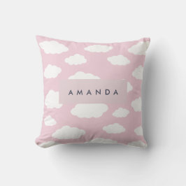 Anpassad monogram Söt flickaktig rosa molnpresente Kudde