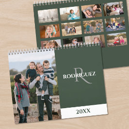 Anpassad monogram spansk grön foto kalender