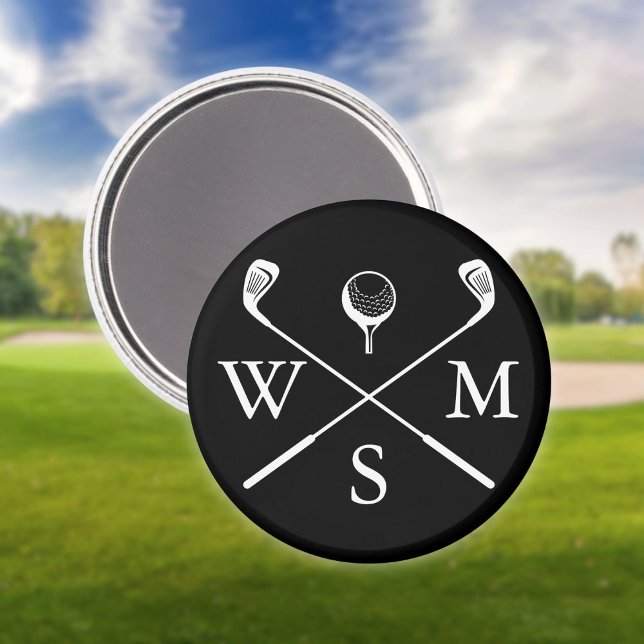 Anpassad Monogram Svart Och Vitt Magnet (Custom Monogram Black And White Magnet)