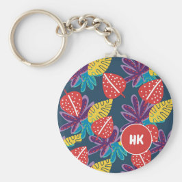 Anpassad monogram tropisk blomster hawaii exotisk nyckelring